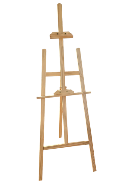 Staffelei Holzstaffelei mit drei Beinrippen und einem oberen Halter für Leinwände.